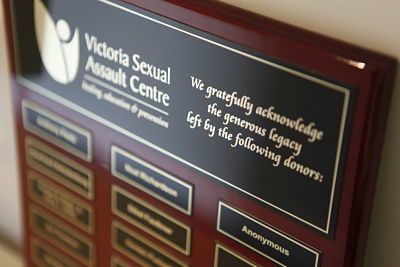 Picture of the Donor Recognition Plaque at the Victoria Sexual Assault Centre